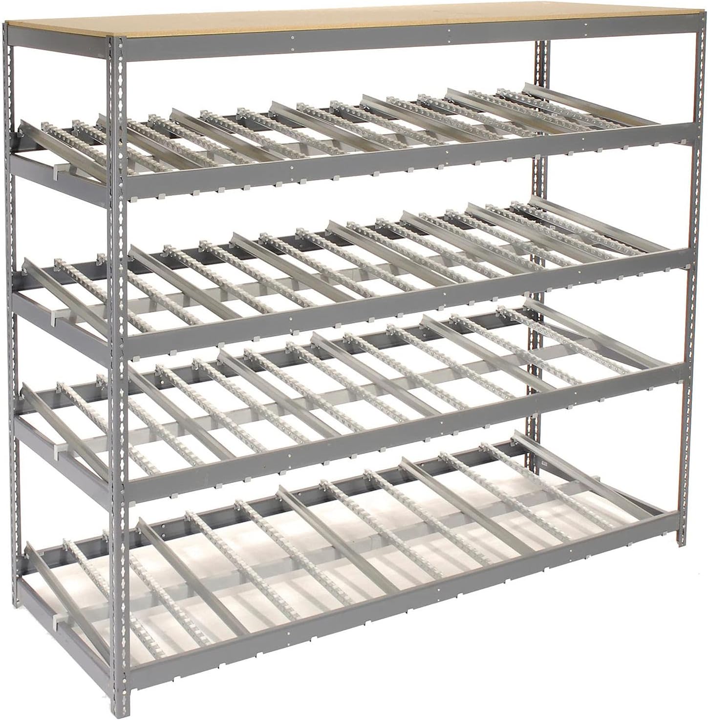 Global Industrial 4 Level Carton Flow Shelving, Single Depth, 96" W x 36" D x 84" H