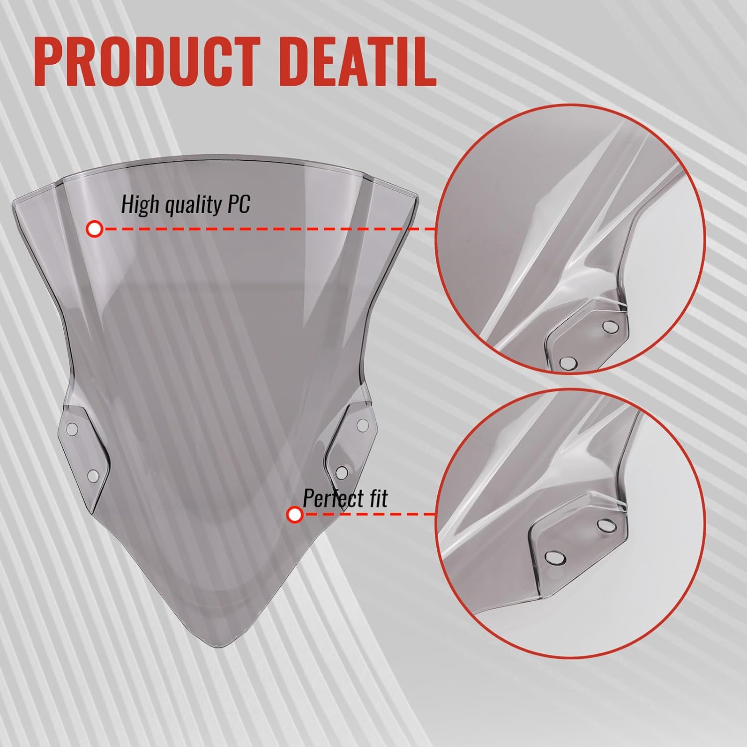 Windshield for Ninja 400, Windscreen Front Flyscreen Wind Deflectors Windshields for Kawasaki Ninja400 EX400 Ninja250 2018-2023 Accessories (Light Grey)