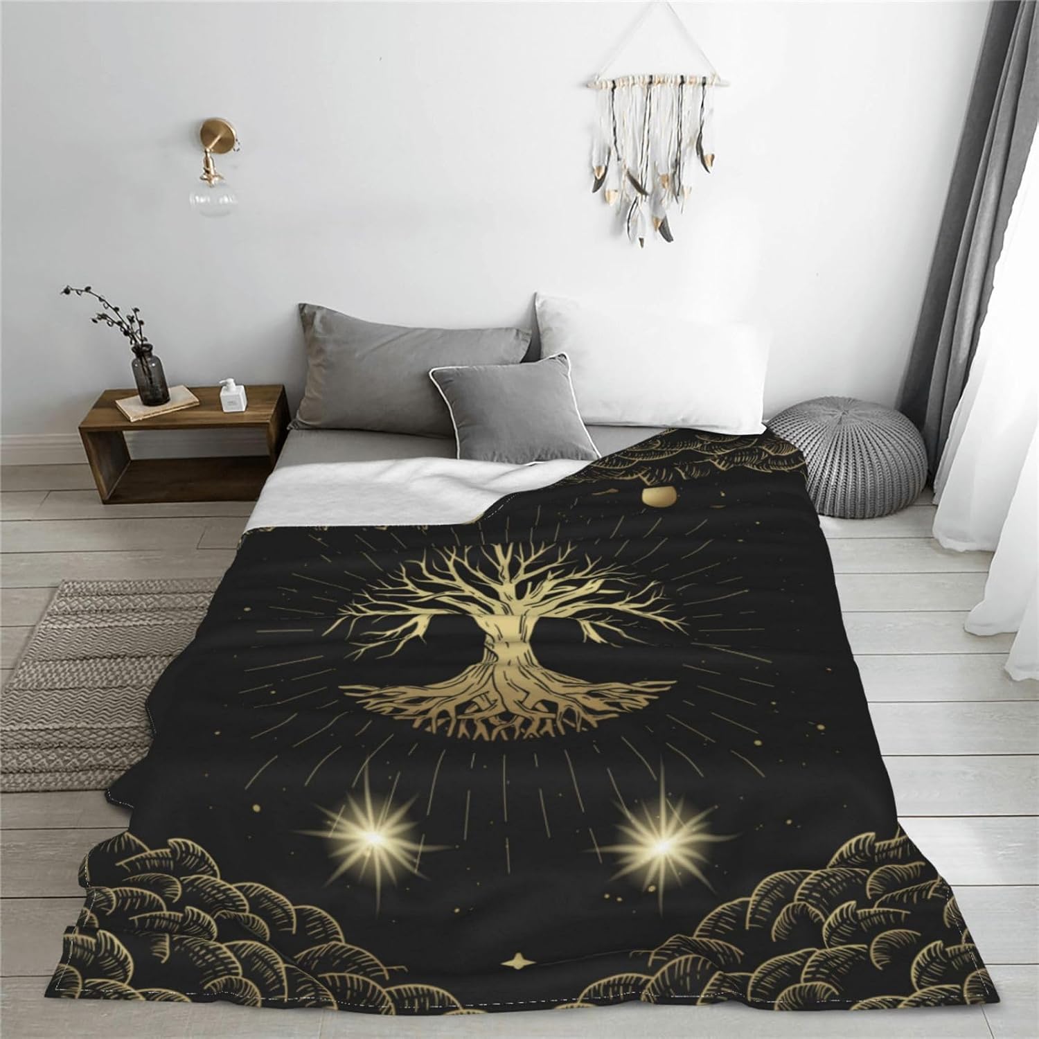 Moon Sun Mystic Tree Throw Blanket Soft Cozy Plush Warm Fleece Blanket for Sofa Couch Bed 80"X60" - Image 7
