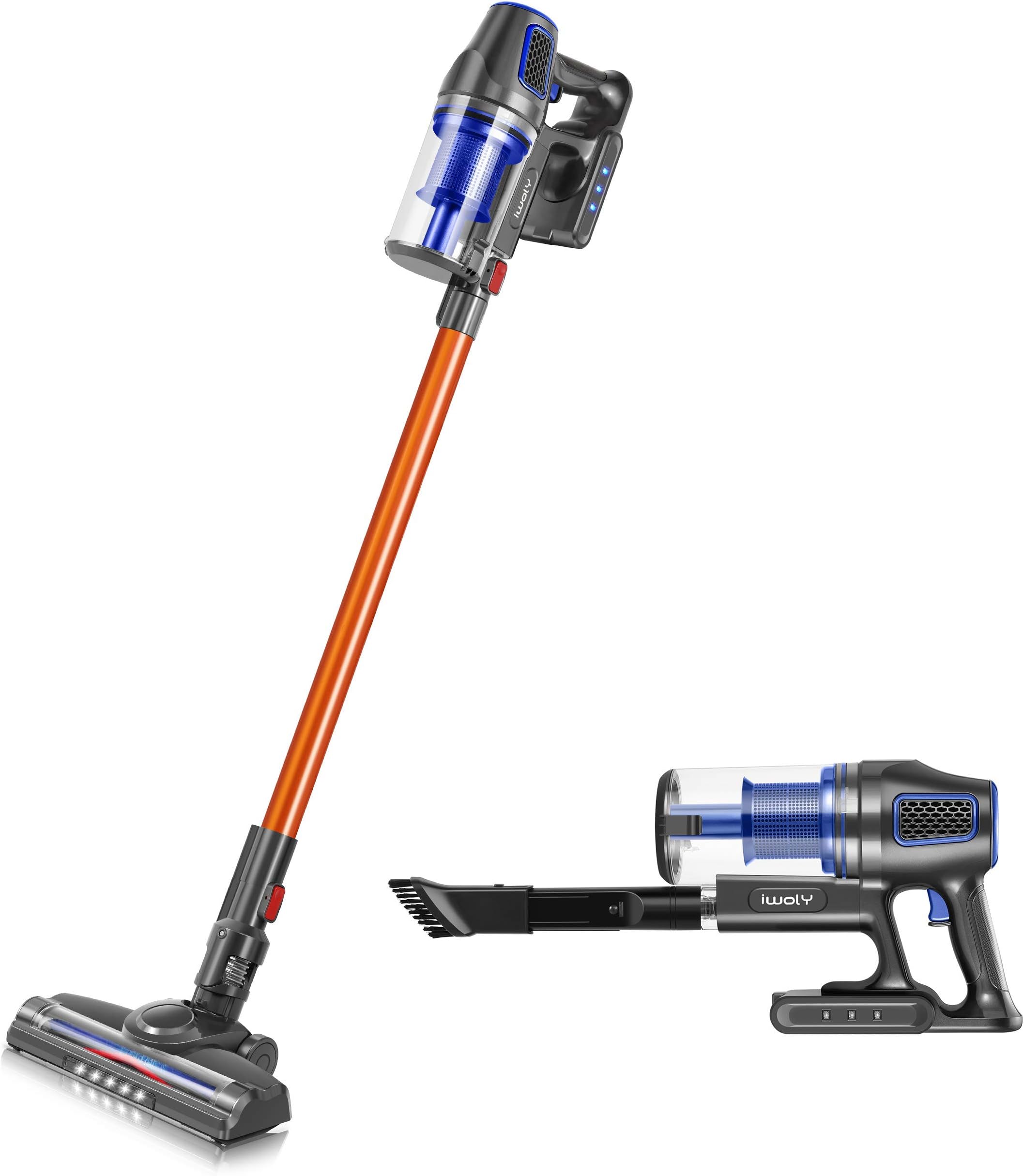 iwoly Cordless Vacuum Cleaner, Lightweight Bagless 2in1 Stick and Handheld Vacuum with Strong Suction