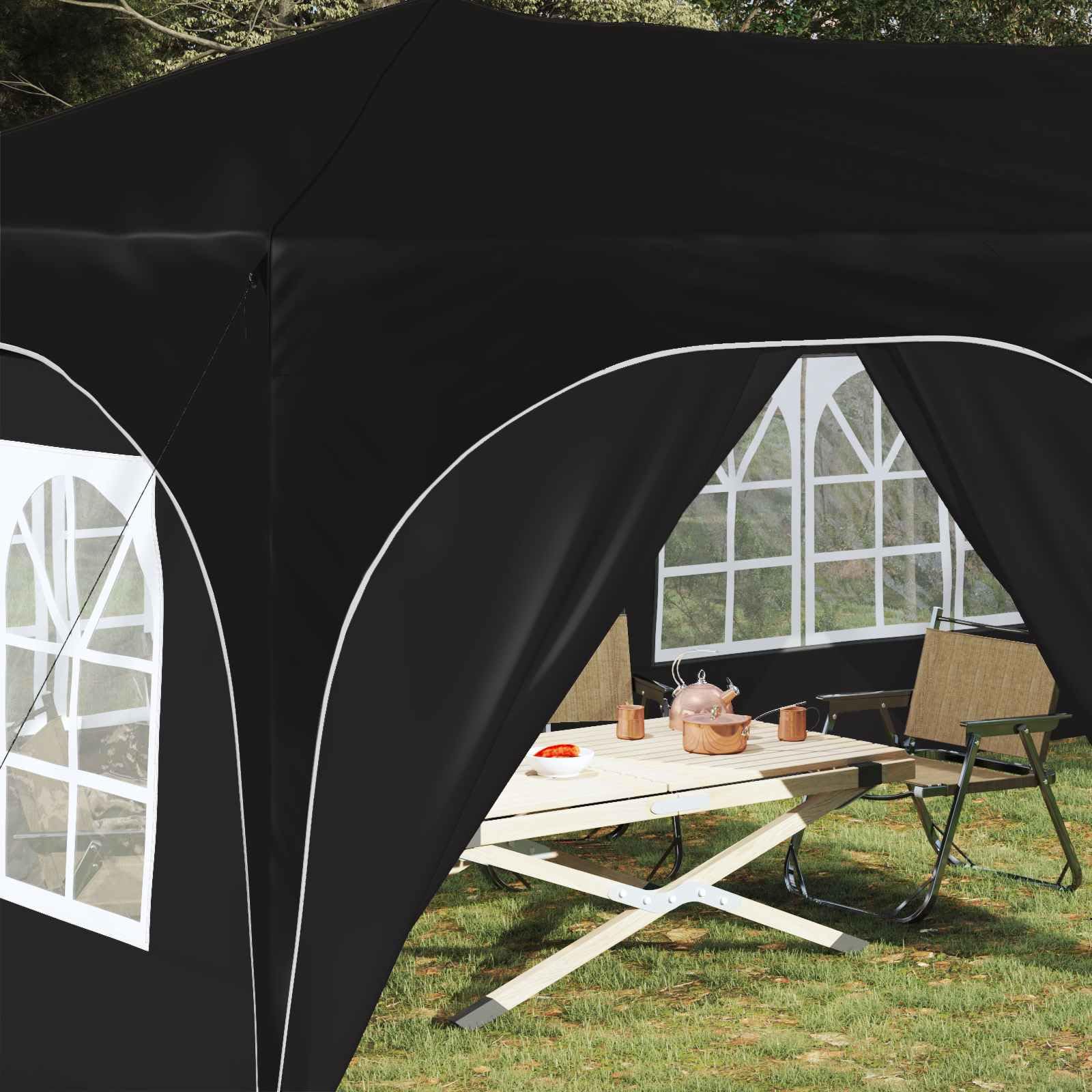 Carpa para fiestas (3 x 6 m, 6 laterales), color negro