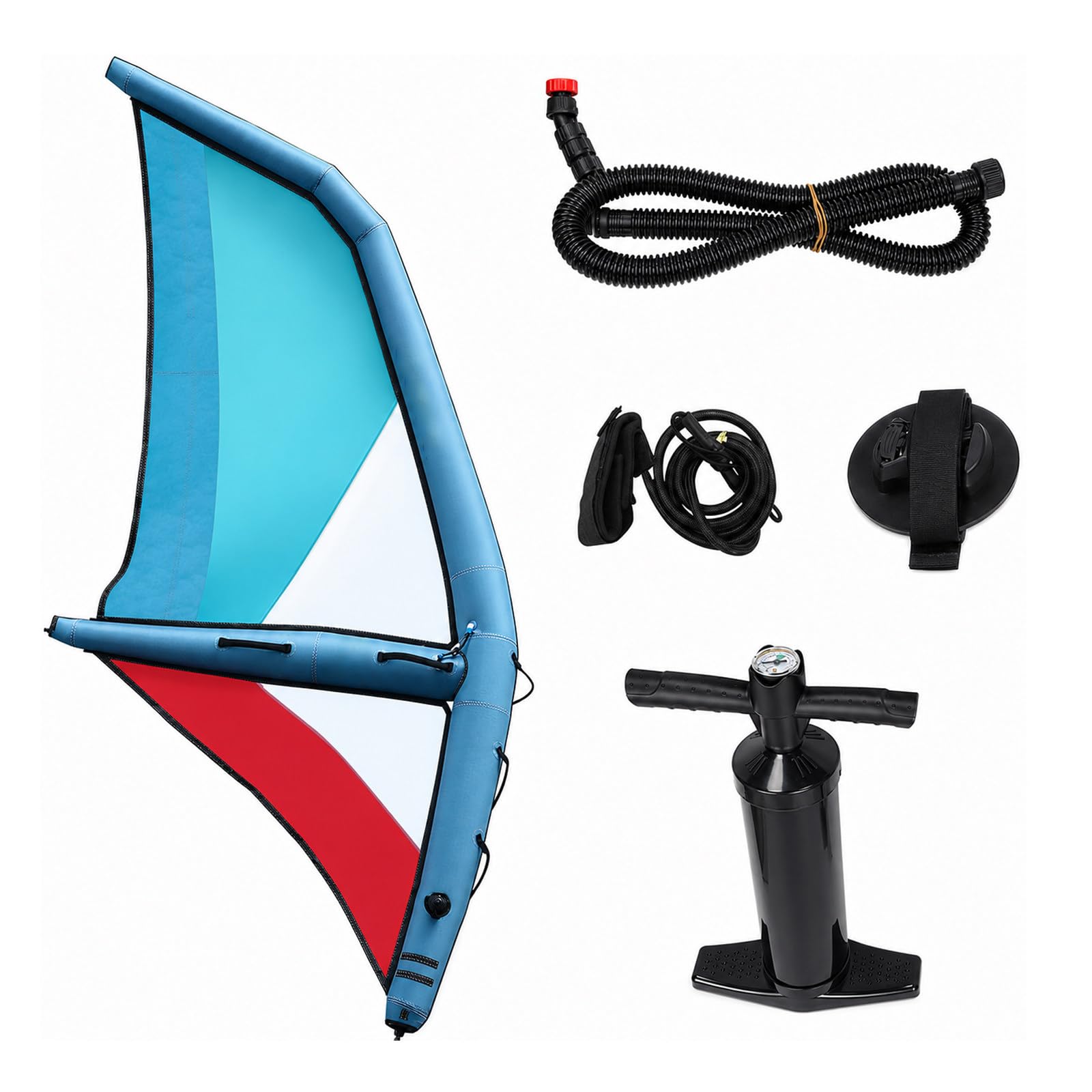 MIAOXIAOLONG All-In-One-Aufblasbares Windsurfwing-Set, Komplettes Kit Mit Wing, Pumpe, 360° Drehbarer Basis & Tragetasche, Perfekt Für Wing-Foiling, Sup-Segeln Und Strandspaß 5.2㎡(55.97ft²)