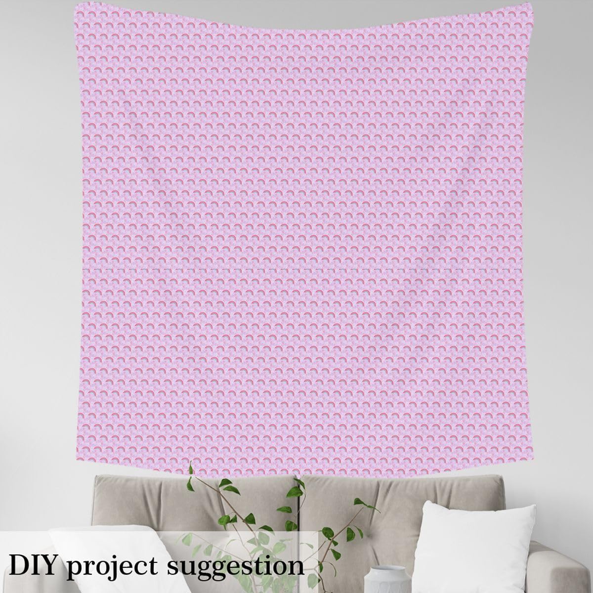Rainbow Fabric by The Yard Hand Drawn Heart Print Sewing Fabric Modern Geometric Girly Style DIY Fabrics Soft Polyester No Stretch Light Purple Crafting Supplies Fabrics 1 Yard 36"x59" image 4