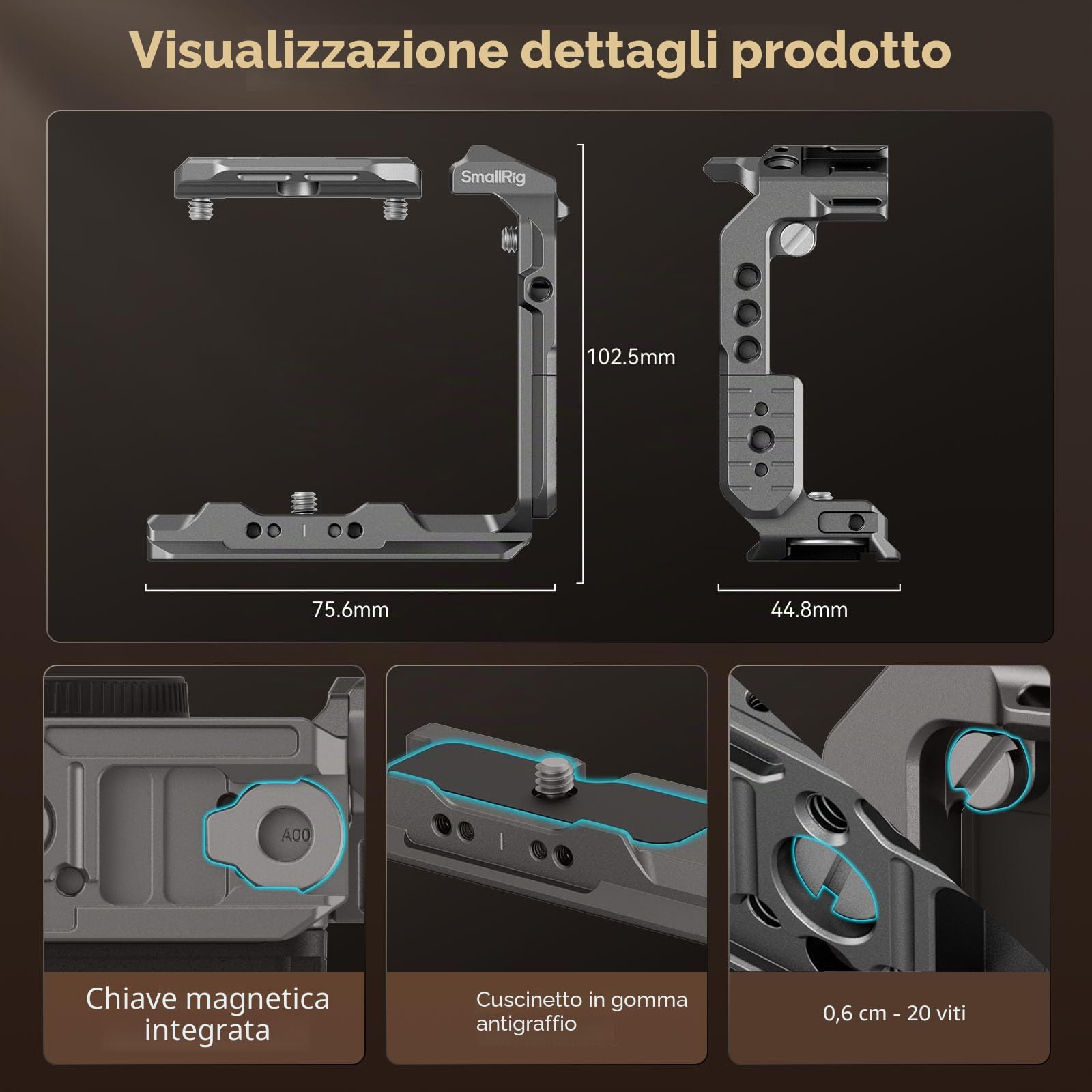 SMALLRIG FX3/FX30 HawkLock Quick Release Half Cage per Sony FX3 / FX30, con QR NATO Rail, Progettazione Modulare per Sony XLR Handle, Integrato Piastra a Sgancio Rapido per Arca - 4772