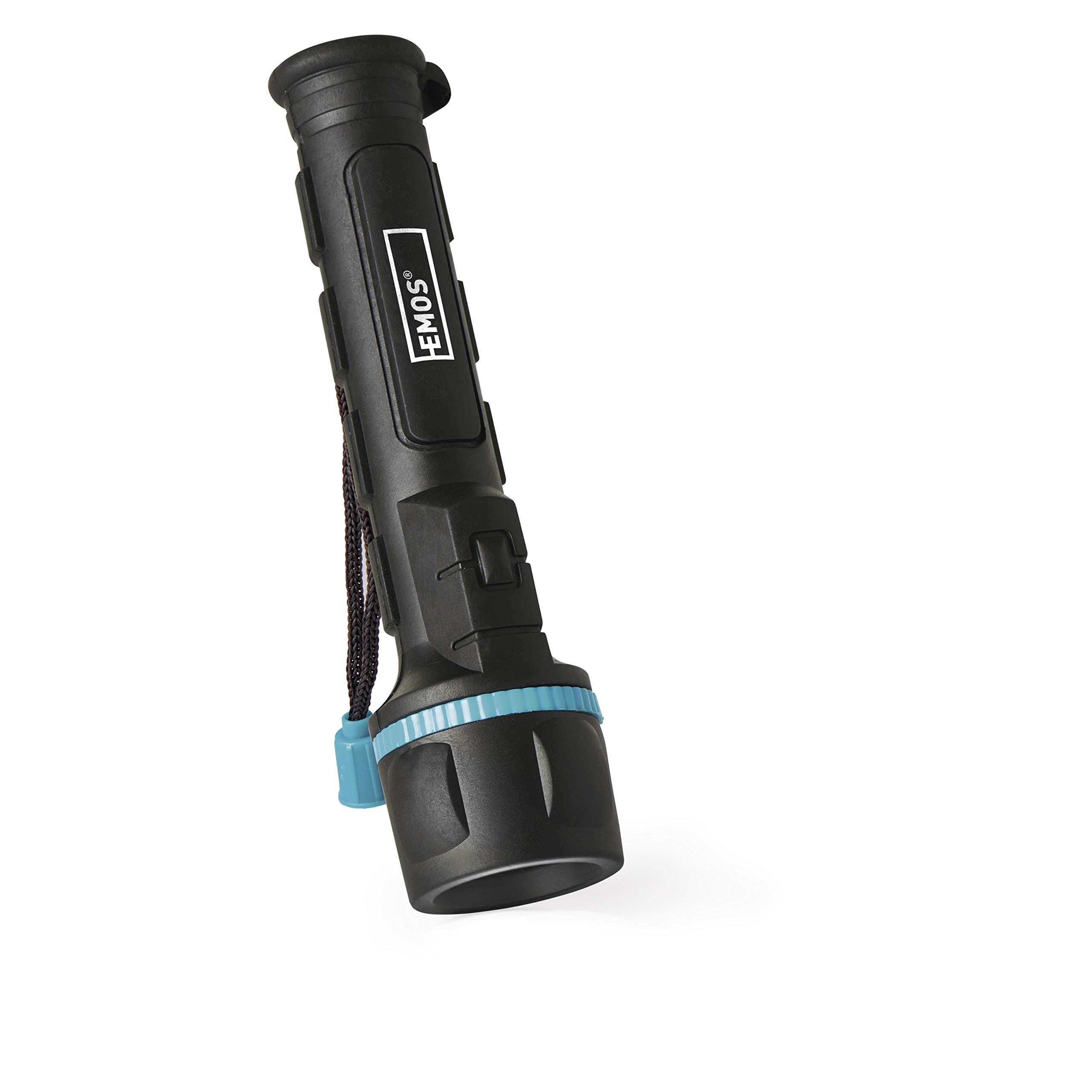 EMOS P3861 LED Rubber Torch, 45 Hours Light Time, IP43 Waterproof, Luminous Flux 15 Lumen, 25 m Light Range, Battery Operated, Black