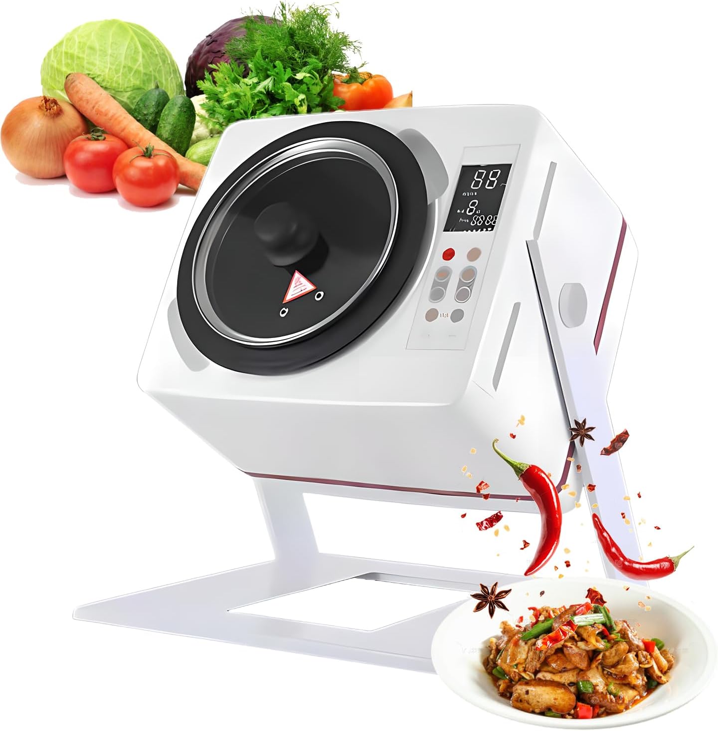 Smart Cooking Robot - 6L Automatic Stir-Fry Machine with 360° Rotation, Adjustable Angle & LED Touch Panel for Restaurant & Home Use