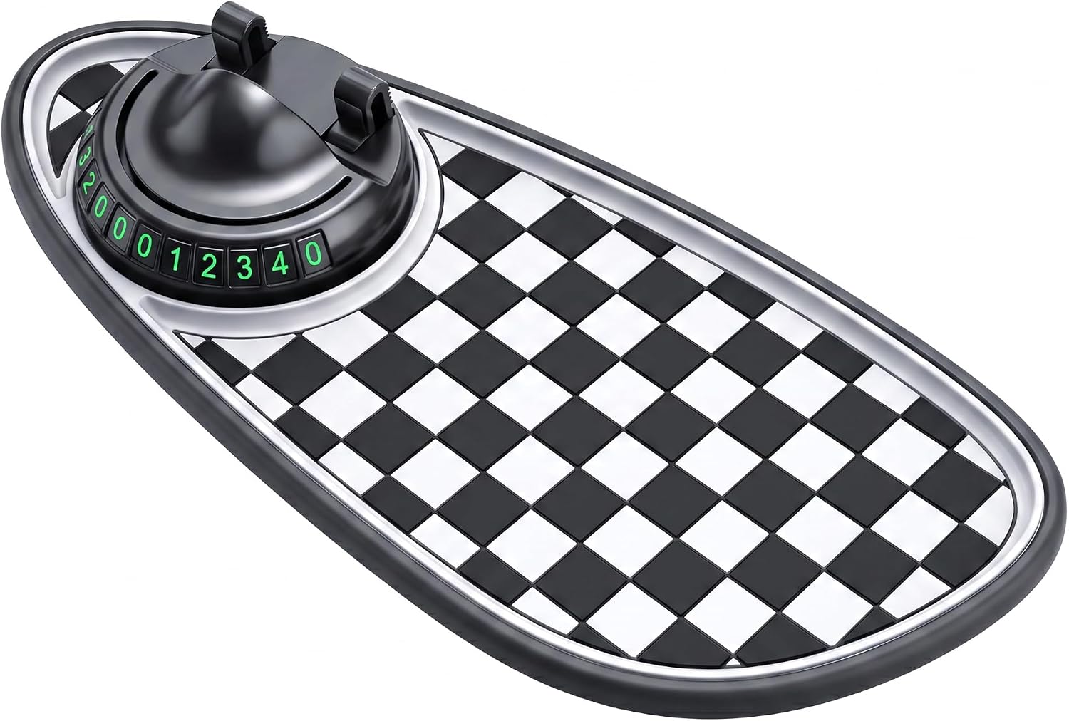 1 PC Vehicle Anti-slip Mat, Dashboard Phone Holder with Hidden Parking Number, 360 Degree Adjustable Stand, Universal for Most Cars, Trucks, SUVs (White)