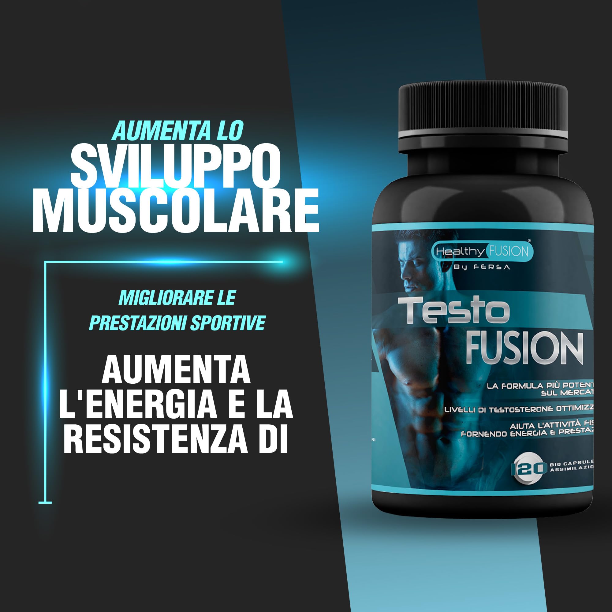 Healthy Fusion Booster Testosterone | Potenziante naturale del testosterone | Taurina + Maca andina, Ginseng | Energizzante 120 capsule