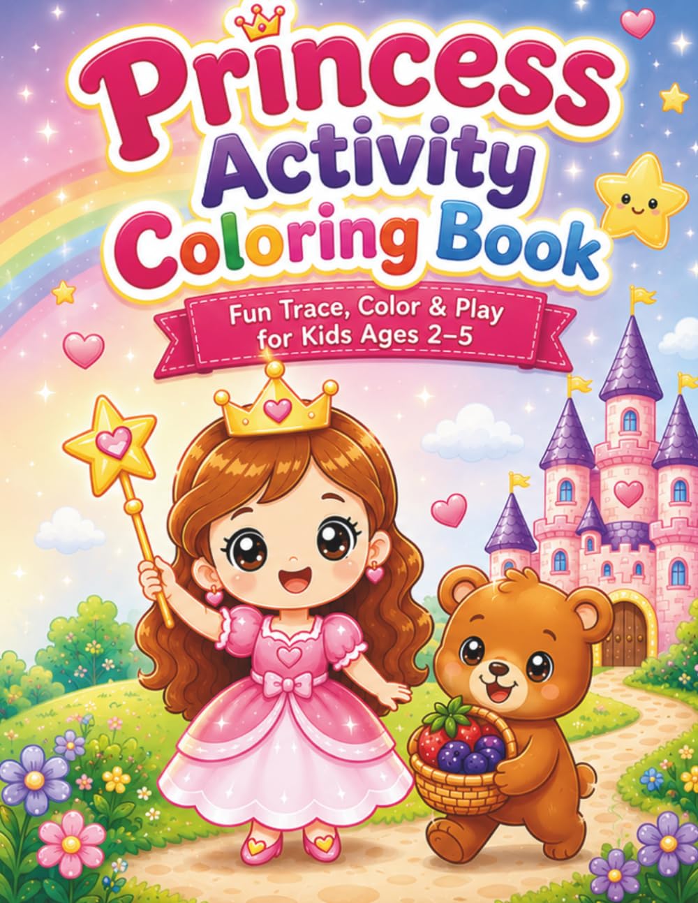 Princess Activity Coloring Book: Fun Trace, Color & Play for Kids Ages 2–5: Easy Learning Activities with Cute Princess | Coloring, Tracing, Maze & Matching for Toddlers
