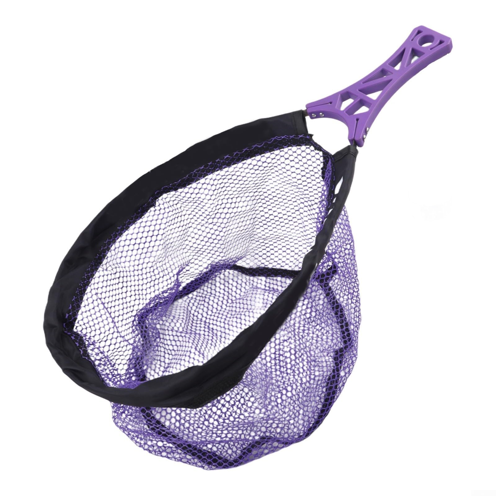 Foldable Fishing Landing Net with for honeycomb Mesh for Trout and Bass - Lightweight Telescopic Handle for Kayak River Fishing 46x29cm(purple Small)