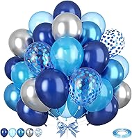 Vista 13 de Globos Azul Polvoriento y Rosa, 50 piezas Globos Retro Rosa y Azul, Globo de Oro Rosa Metálico Claro para Niña Niño Fiesta de Cumpleaños Boho Baby