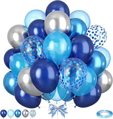 Miniatura 13 de Globos Azul Polvoriento y Rosa, 50 piezas Globos Retro Rosa y Azul, Globo de Oro Rosa Metálico Claro para Niña Niño Fiesta de Cumpleaños Boho Baby