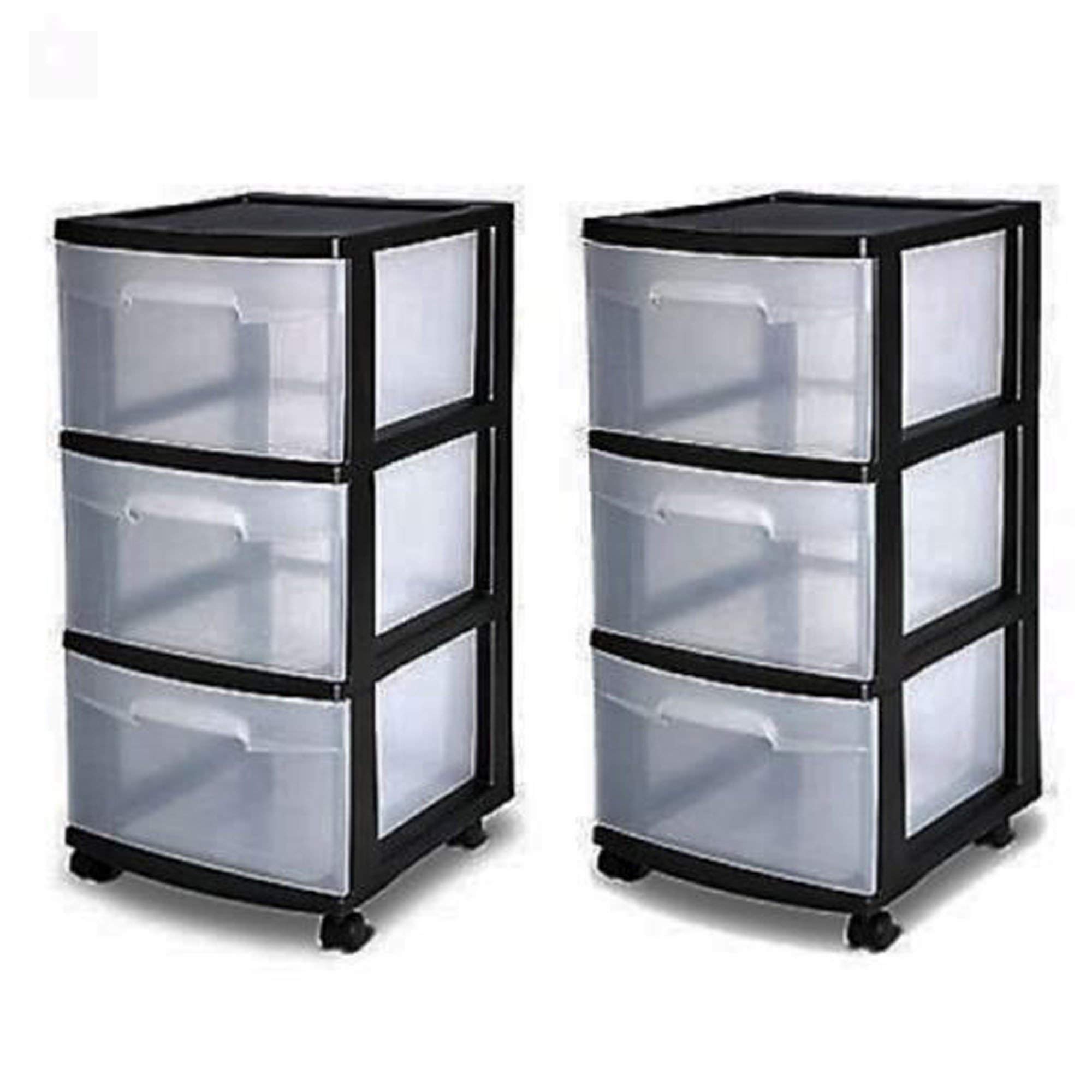 Buy 3 Drawer Organizer Cart Black Plastic Craft Storage Container