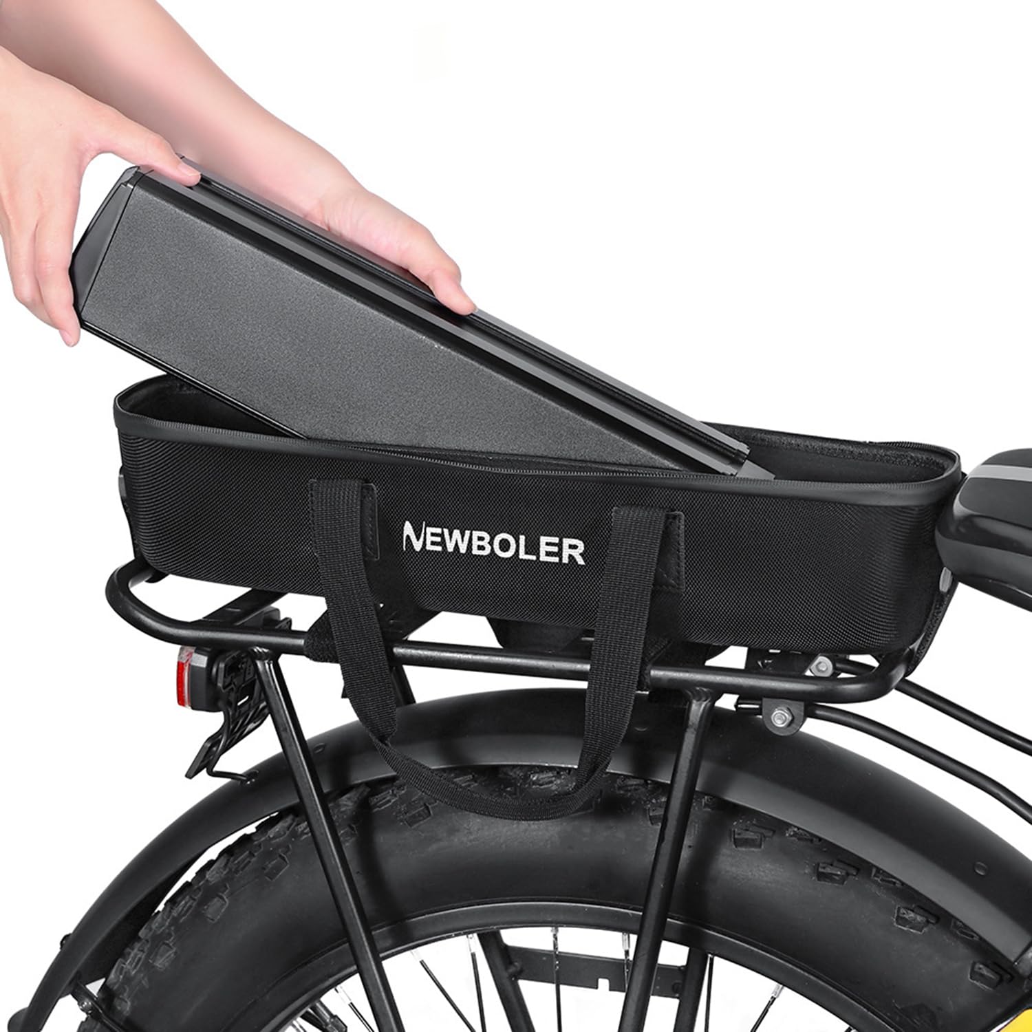 10L Hartschalen-E-Bike-Akku-Tasche, wasserdicht, stoßfest, mit Fächern, Gepäckträger-Rucksack mit Gurten, kompatibel mit Bosch Shimano Bafang