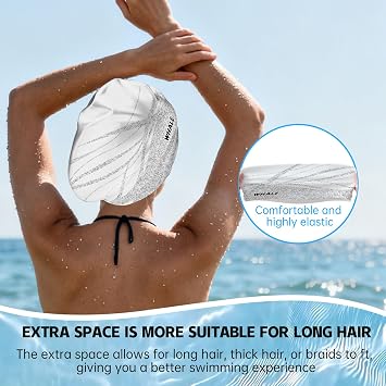 WHALE Extra Large Swim Cap Designed for Men and Women with Thick, Long Hair, Hair Extensions Or Afro-Textured Hair Long-Hair Swim Cap Highly Waterproof to Keep Hair Dry