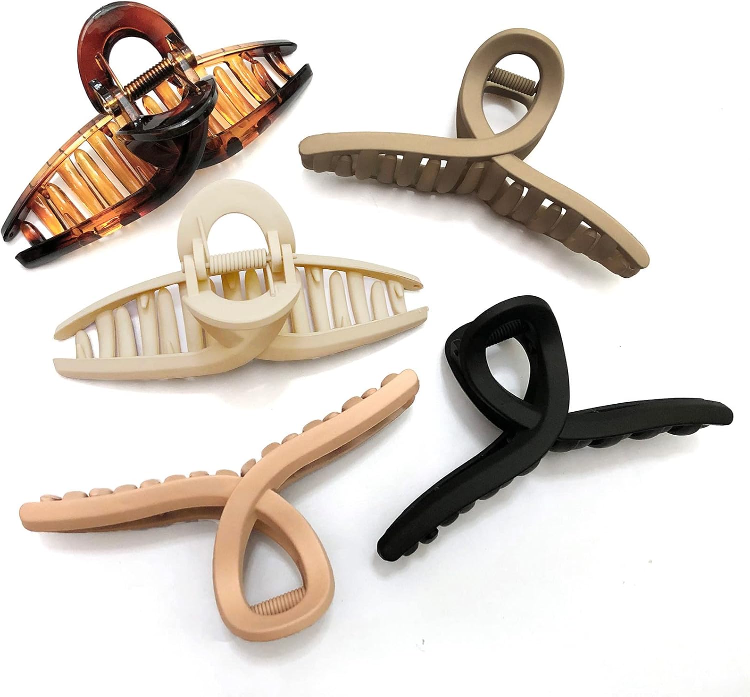 Nalodu Hair Claw Clips Large 4.3 Inch No Slip Big Matte Glossy Butterfly Clip for Thin Fine, Medium Thick Hair Women, 5 Pack