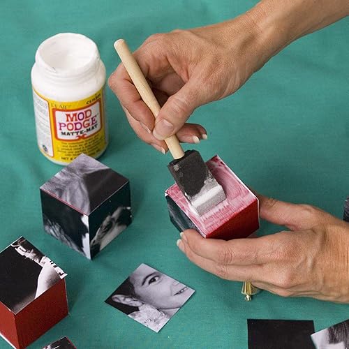 Miniatura 14 de Paquete de 100 pinceles de espuma de 2 pulgadas, pinceles de espuma a granel con mango de madera, esponja para pintura, acrílicos, manchas, Paquete