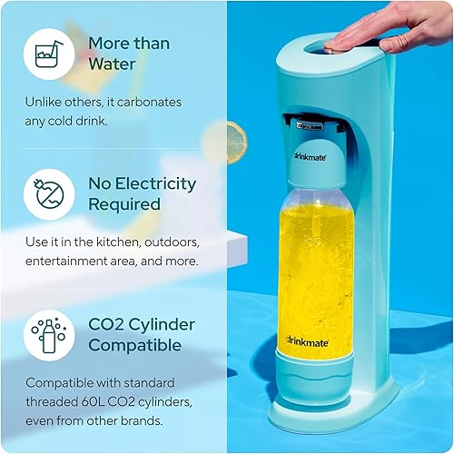 Miniatura 3 de Drinkmate OmniFizz - Máquina de agua con gas y refrescos, carbonata cualquier bebida, paquete especial  Incluye cilindro de CO2 de 60 L, dos