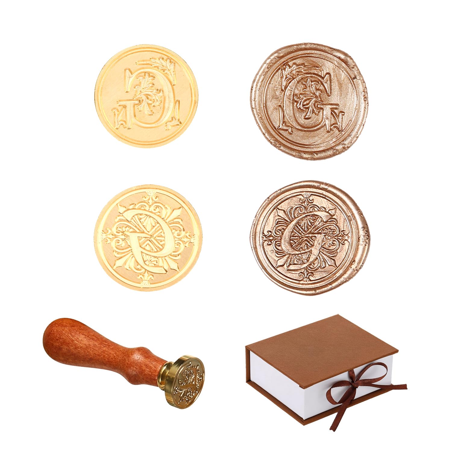 Comealltime Pack of 2 Retro Alphabet Sealing Wax Stamps, A~Z Initials Wax Stamp with Wooden Handle
