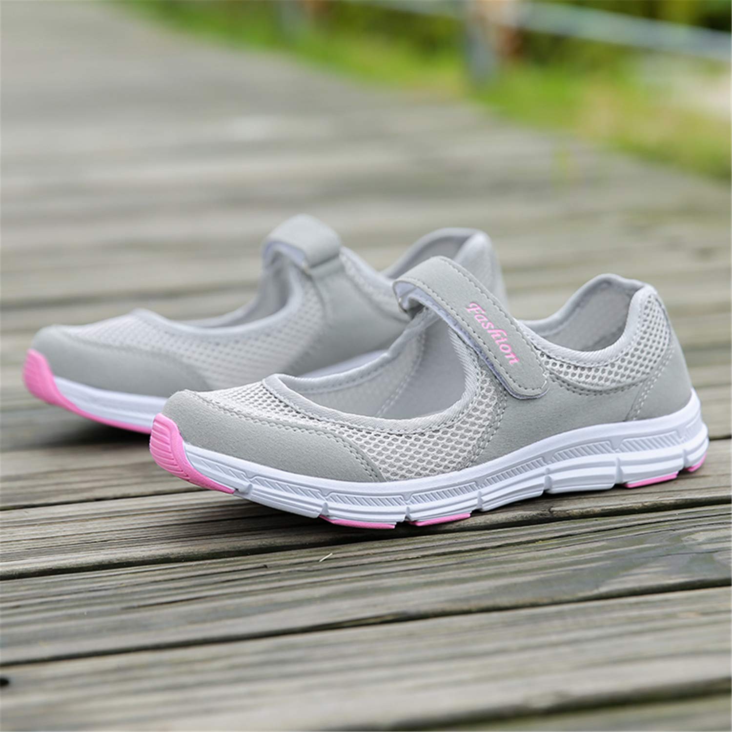 Mujer Plataforma Zapatillas Respirable Moda cómodos Mocasines Deportes Casual Verano Sandalias Antideslizantes Fitness Correr Calzado Deportivo Zapatilla Malla Plataforma Gris Negro Rojo