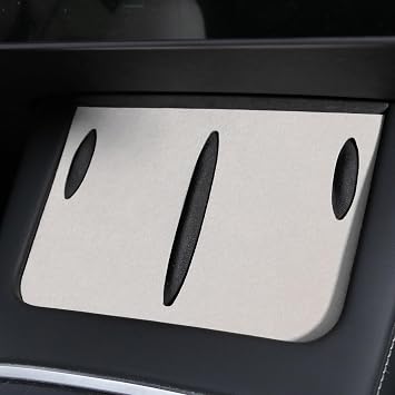 GZXinWei Matte Style Interior Pad for Alcantara Tesla Model 3 2021-2023 Model Y 2019-2025 Wireless Charging Panel Gray Italian Suede Upgrade Trim Cover Ultimate Interior Trim