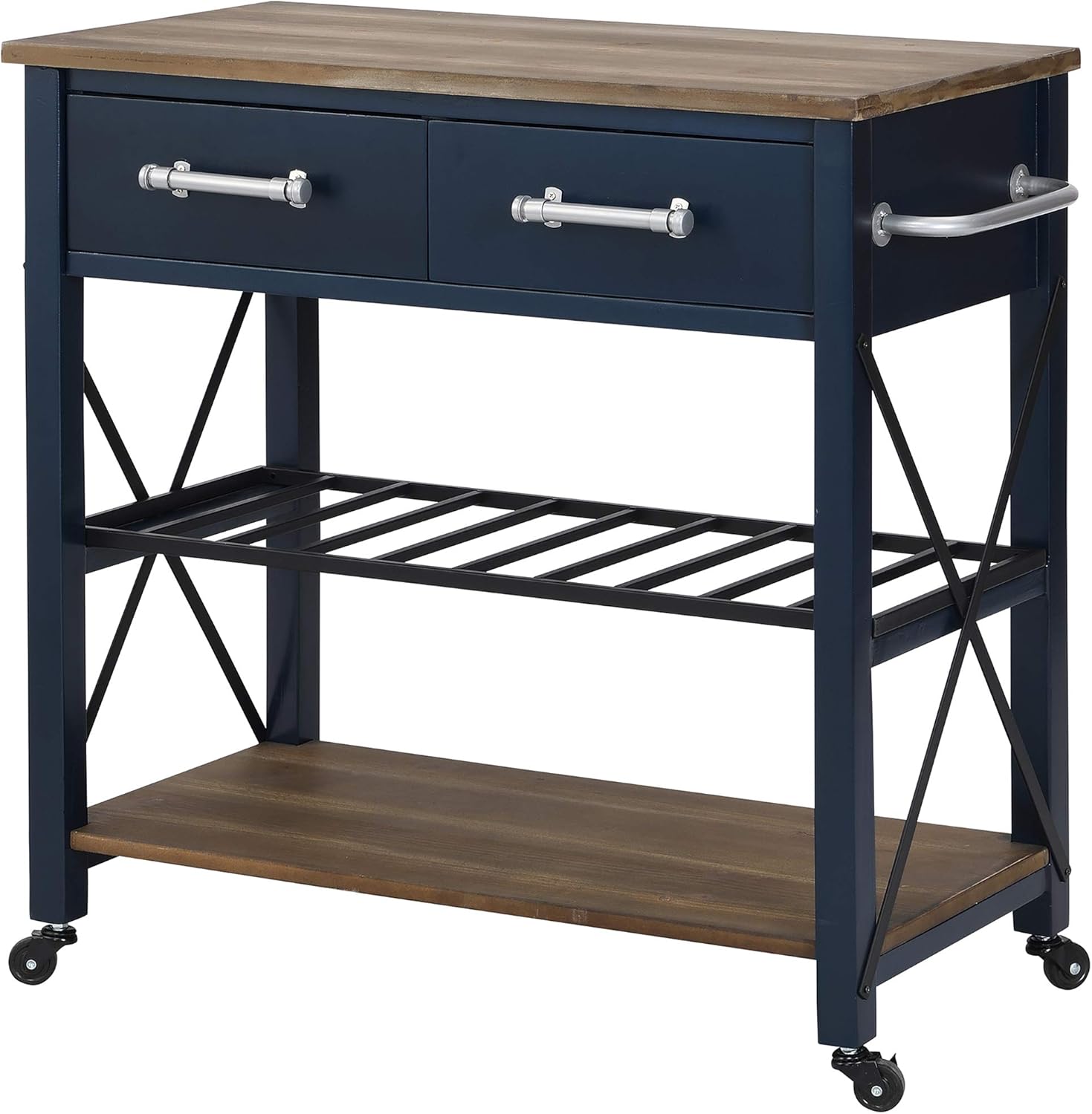 FirsTime & Co. Navy Aurora Farmhouse Kitchen Cart, American Designed, Navy, 31.5 x 16 x 31.5 inches, 70259 : Home & Kitchen