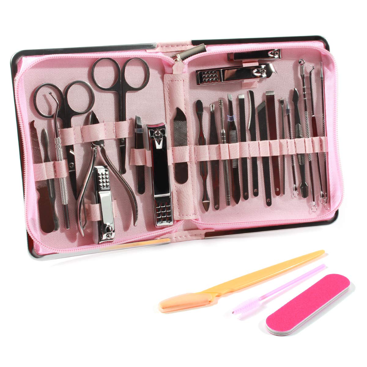 Ancoo Professional Manicure Set,29 pcs Nail Clippers Pedicure Care Tools for Man & Women, Stainless Steel Grooming Kit with PU Leather Case for Travel & Home