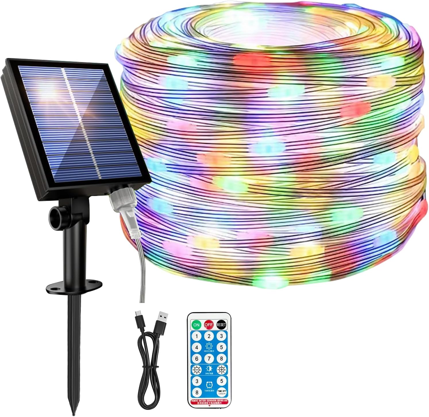 66ft Solar String Lights Outdoor Waterproof with Remote, 20mm Ovlied-Shaped LEDs with Three-Wire Hanging Design, 8 Twinkle Modes Great for Tree, Garden, Patio Decor Multicolor Fixed