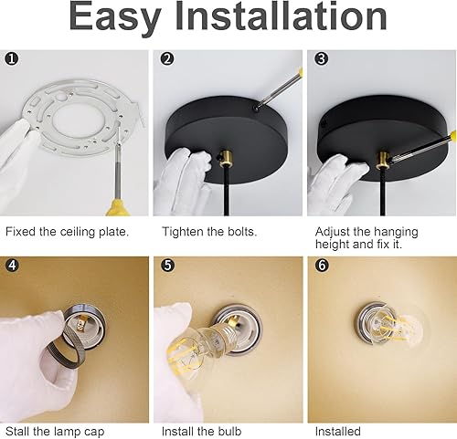 Miniatura 8 de Lámpara colgante moderna de 15.74 pulgadas, lámpara colgante de cúpula negra y dorada, adecuada para candelabros industriales en isla de cocina,