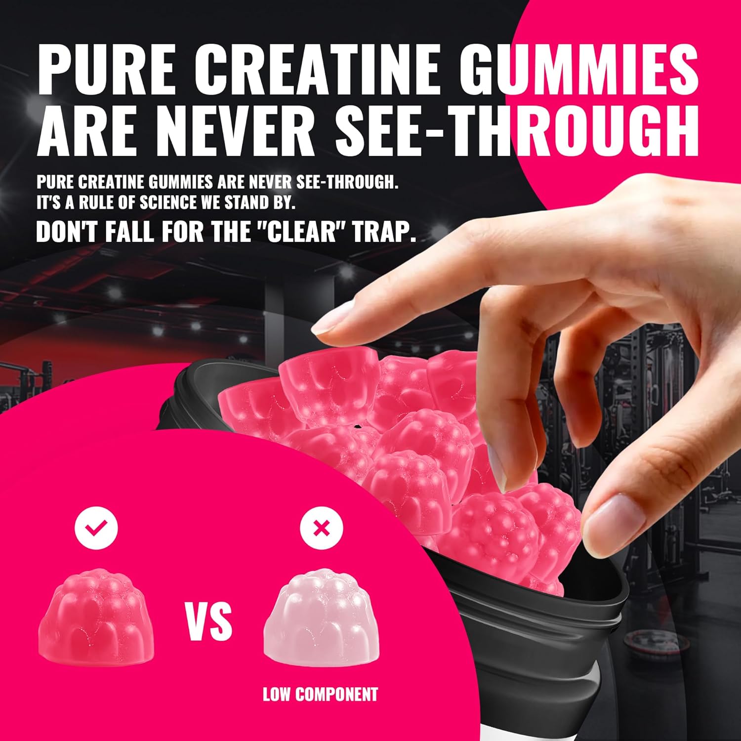 Natures Aid NSF Certified Creatine Gummy 5g - Creatine Monohydrate Gummies – Pre-Workout Energy & Muscle Growth Support for Men & Women | Raspberry Electrolyte Gummies (135 Count) - Image 4