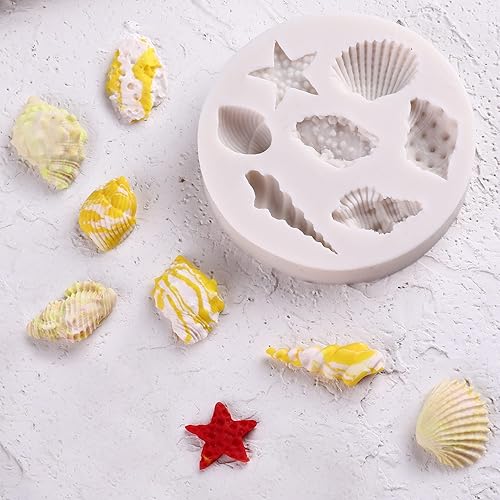 Puocaon Moldes de arcilla de concha de mar moldes de arcilla polimérica para hacer joyas de arcilla moldes de arcilla de silicona detallados para