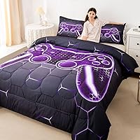 Vista 27 de Feelyou Juego de edredón gamer para niños y adolescentes, edredón tamaño individual con controlador de videojuegos, ropa de cama de 2 piezas