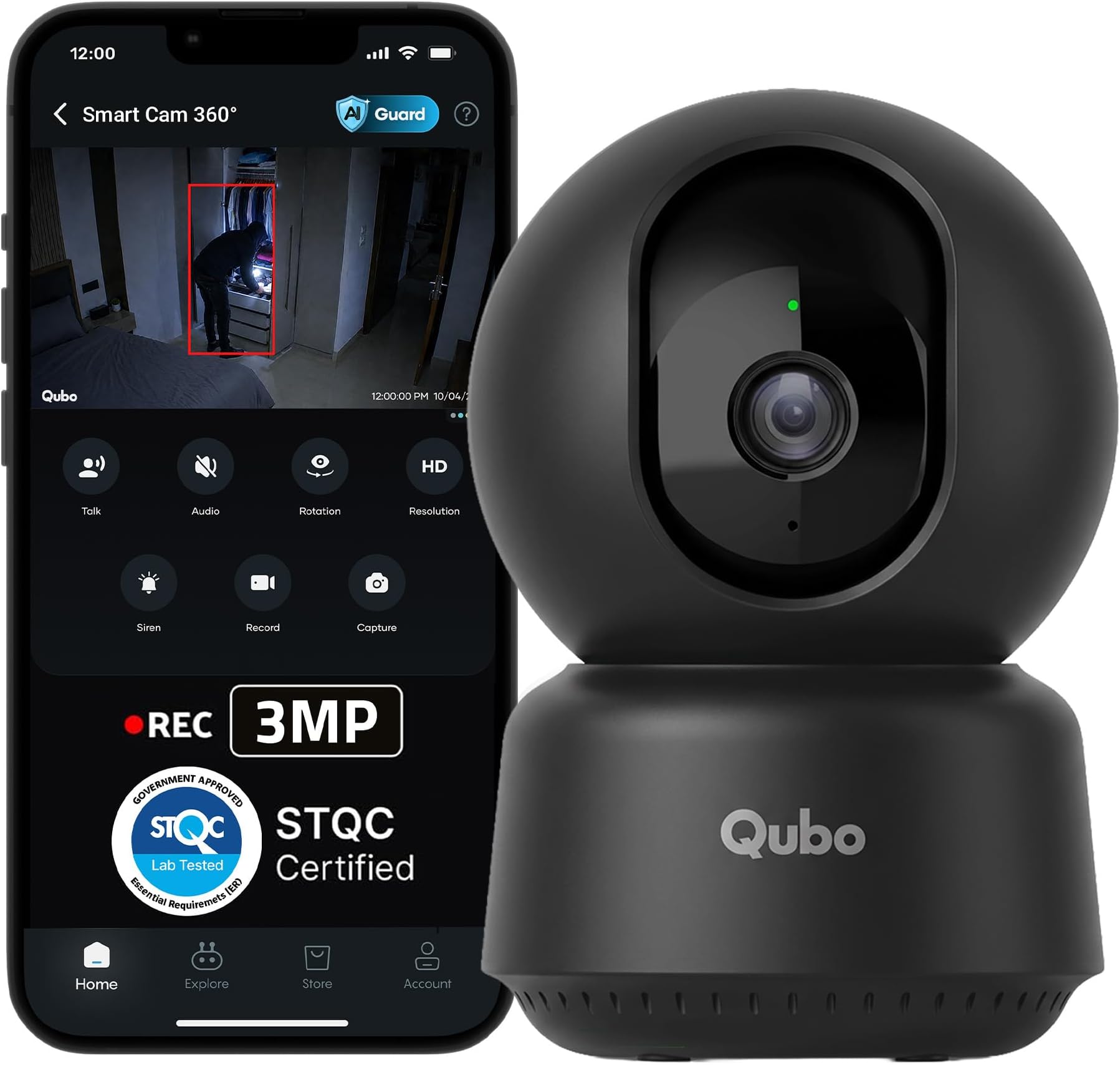 Smart Home Security Wifi Camera With Intruder Alarm System | 1080P Full Hd 2Mp Camera | Weather Resistant | Alexa & Ok Google Enabled | By Hero Group