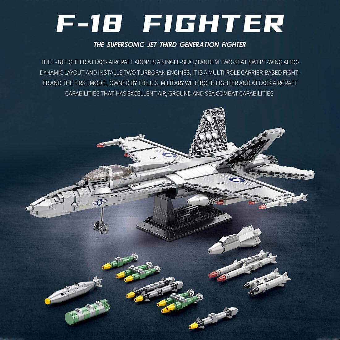 Amazon.com: FULHOLPE F-18 Hornet Strike Fighter Building Blocks