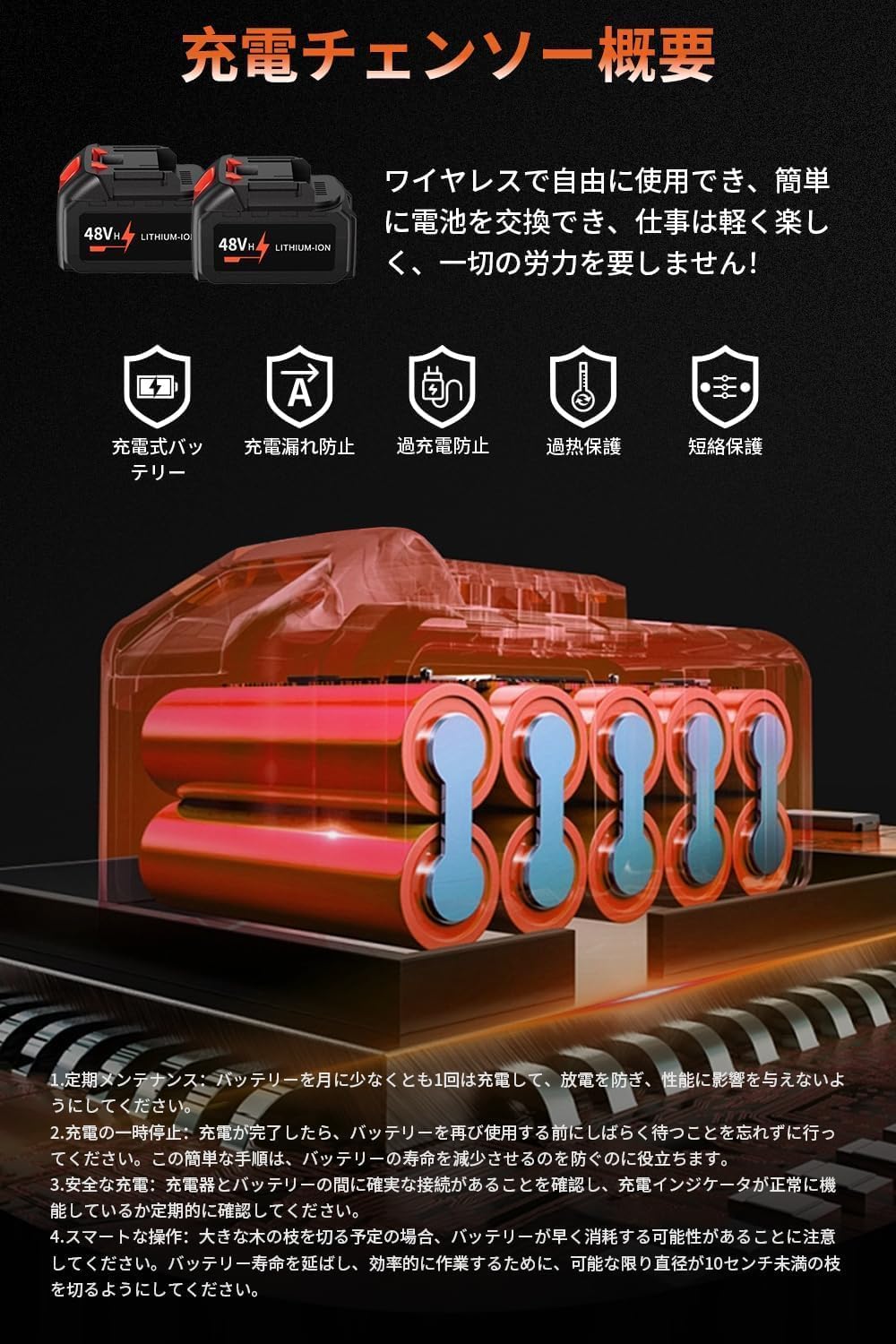 Leymibor チェーンソー 充電式 電動ノコギリ 電動チェーンソー 替刃付き バッテリー2個搭載 小型【薪割り/薪作り/枝切り/庭木の剪定】ハンディ ミニ電動のこぎり 家庭用 木工切断 園芸設備 収納箱付き 日本語説明書 (ブラック) Amazon | Leymibor チェーンソー 充電式 電動ノコギリ 電動