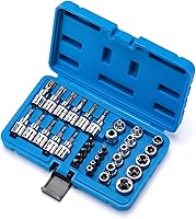 Vista 2 de CASOMAN 34 piezas de 3/8 pulgadas Torx Bit Socket y E-Torx (estrella) Juego de zócalos de acero CR-V y S2, E4-E20, T10-T60, a prueba