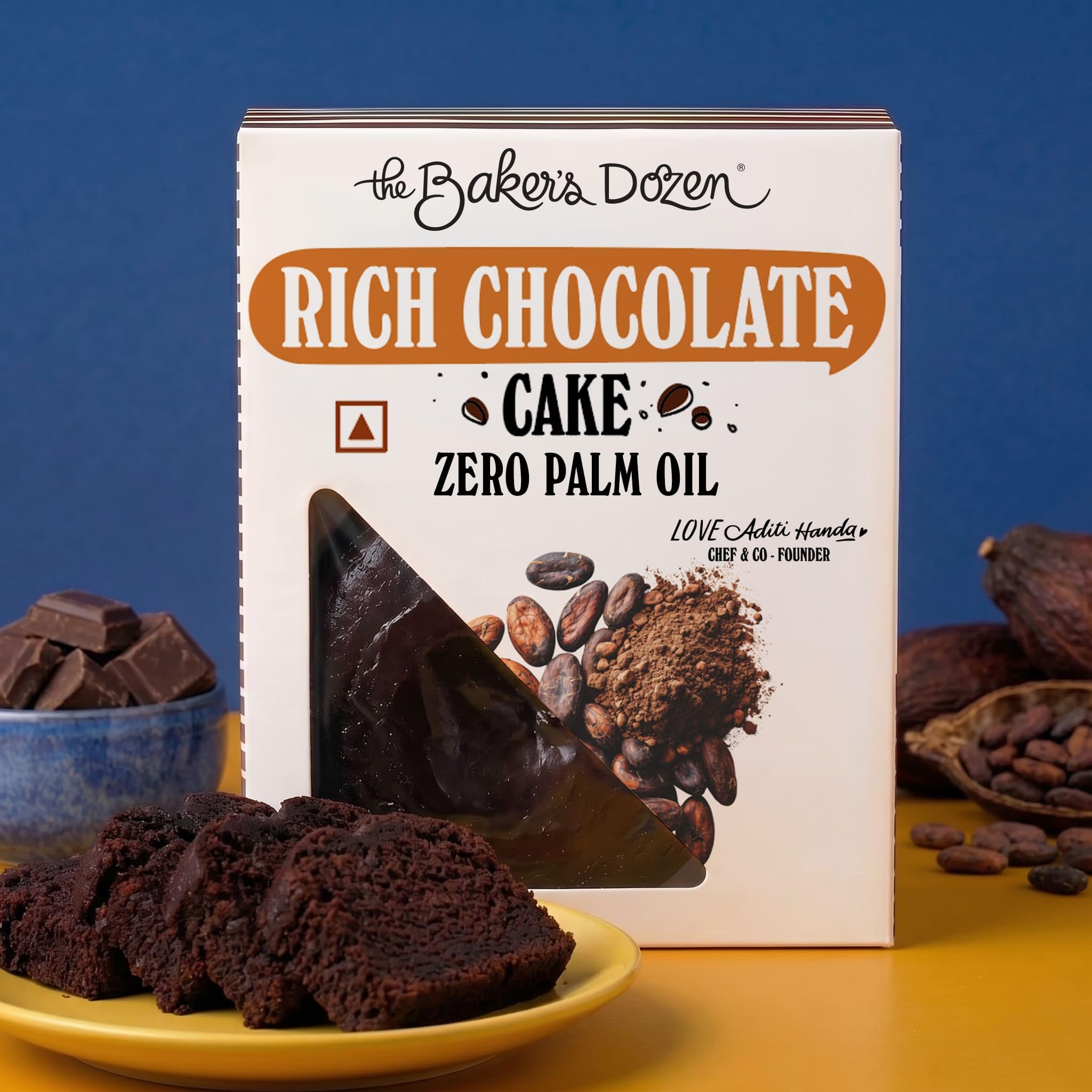 The Baker's Dozen Rich Chocolate Cake | Made with Pure Cocoa Powder | Zero Palm Oil | Zero Artificial Colours | Made with Butter | Handcrafted with Love by Aditi Handa - Chef & Co-Founder | Pack of 1 X 150g-image-19