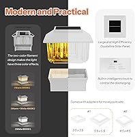 Vista 7 de Luces solares modernas para tapa de poste #2 (se adapta al poste de 4 x 4, nominal 5 x 5), 50 lúmenes con tres opciones de temperatura de color, luz