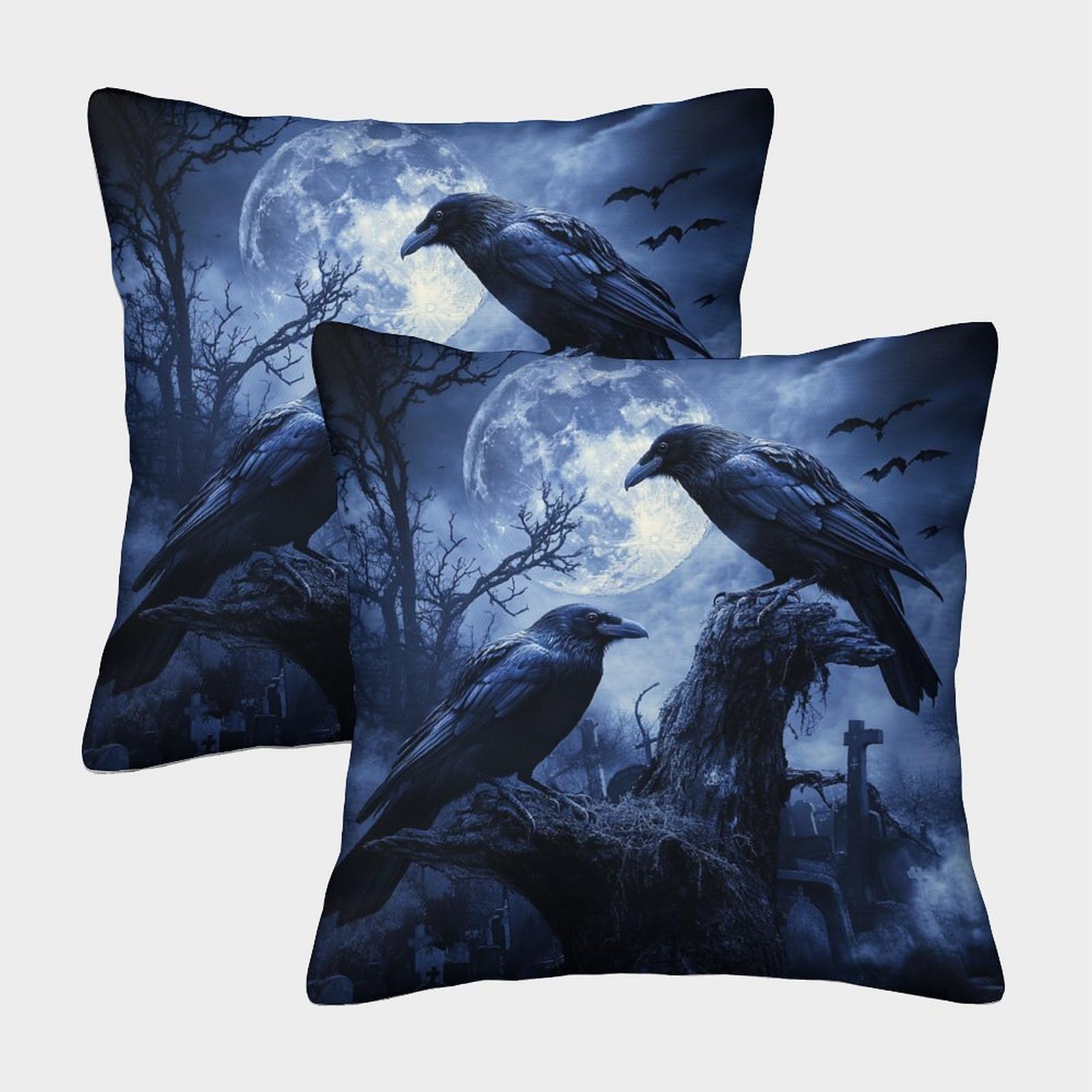 HWEICOIN 3D Printed Crows Square Pillowcases Dinosaurs Pillow Case Cushion Decorative Super Soft Pack of 2 for Patio,Couch, Tent, Balcony And Sofa 45x45cm