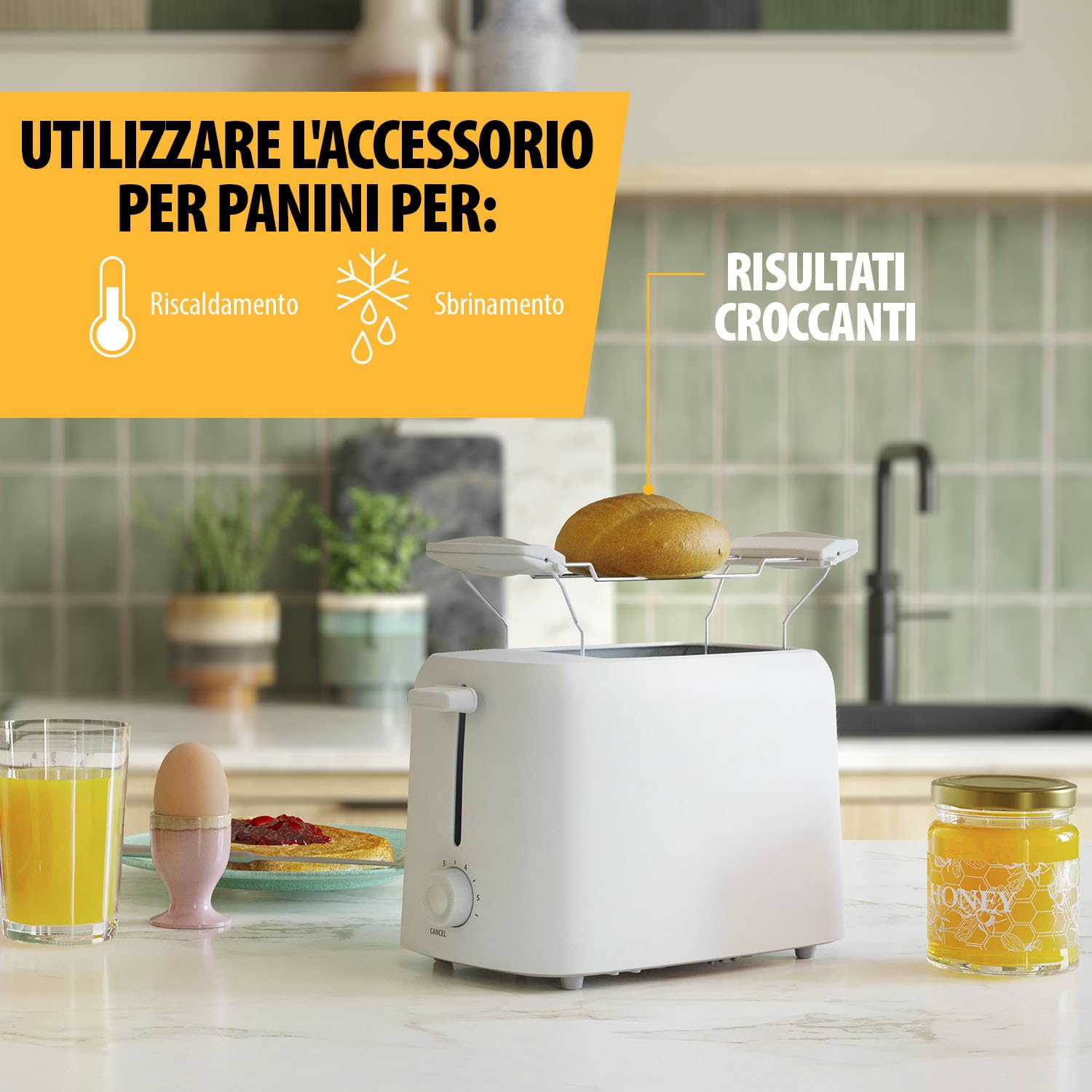 Tristar Tostapane, 2 Fessure, 650W, 6 Livelli di Doratura, Funzioni Scongelamento, Riscaldamento e Annullamento, Spegnimento Automatico, Vassoio Briciole, Scalda Panini, BR-1061