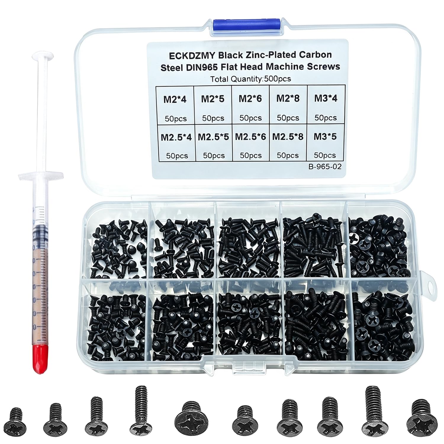 Laptop Repair Screw Kit 500PCS M2 M2.5 M3 Flat Head Machine Screws