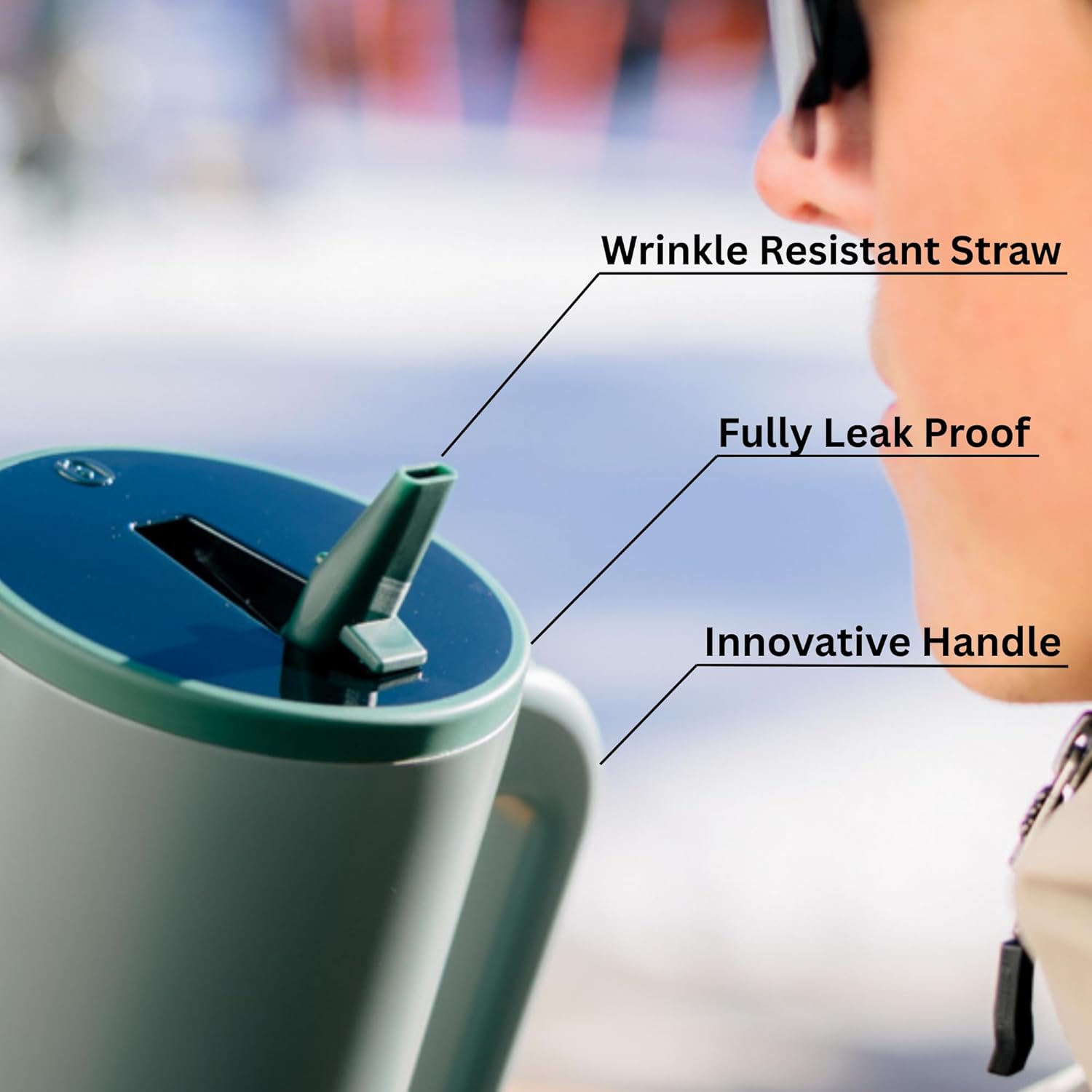 Zylo 40oz Stainless Steel Water Bottle with Leak-Proof Straw Lid & Open Handle - Insulated Tumbler, Wrinkle-Resistant Straw, BPA-Free - 12hr Hot/24hr Cold for Travel & Daily Use - Whitecap Gray - Image 3