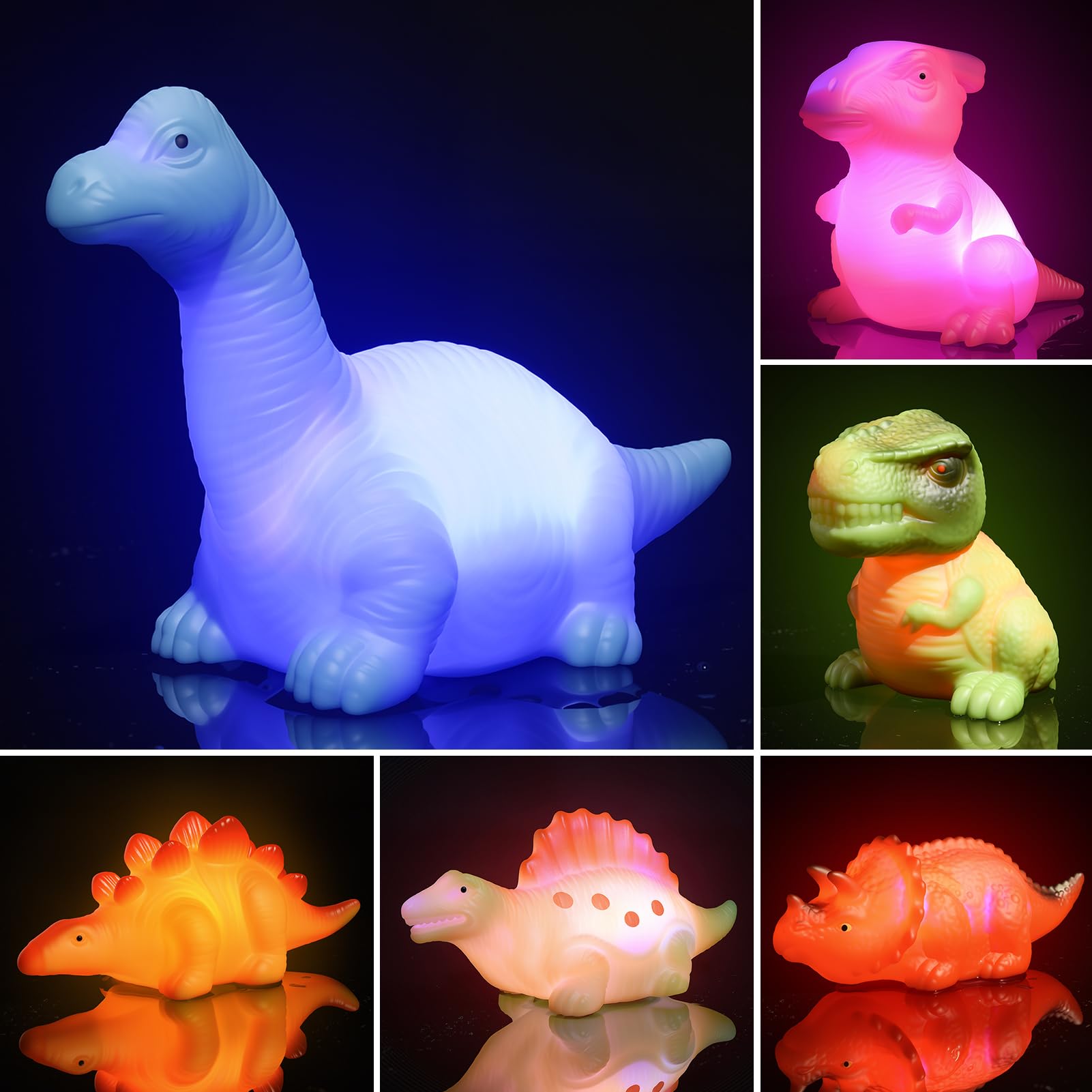 Light Up Dinosaur Bath Toys for Toddlers - 6 Pack -2