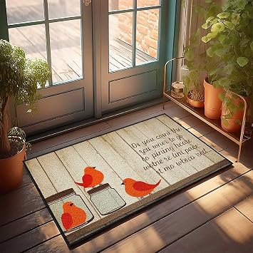 Outdoor Fall Door Mat Jars of Joy Birds in Jars Doormat Bedroom Decorations Floor Mats for Home Entrance40X60CM