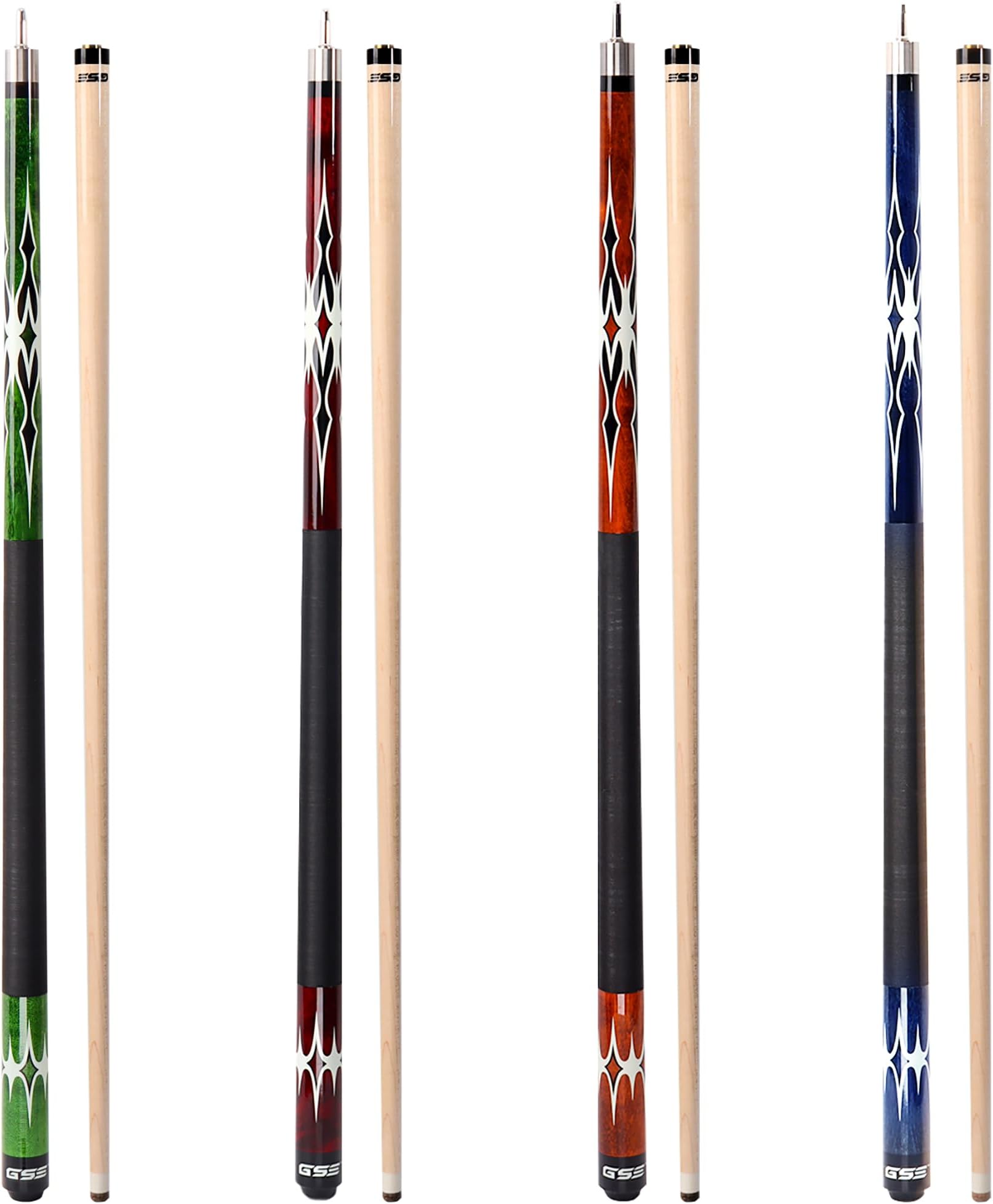 - GSE Games & Sports Expert 58" 2-Piece Canadian Maple Hardwood Billiard Pool Cue Sticks for Men/Women, House or Commercial/Bar Use (Several Colors, Weight 18oz, 19oz, 20oz, 21oz Available)