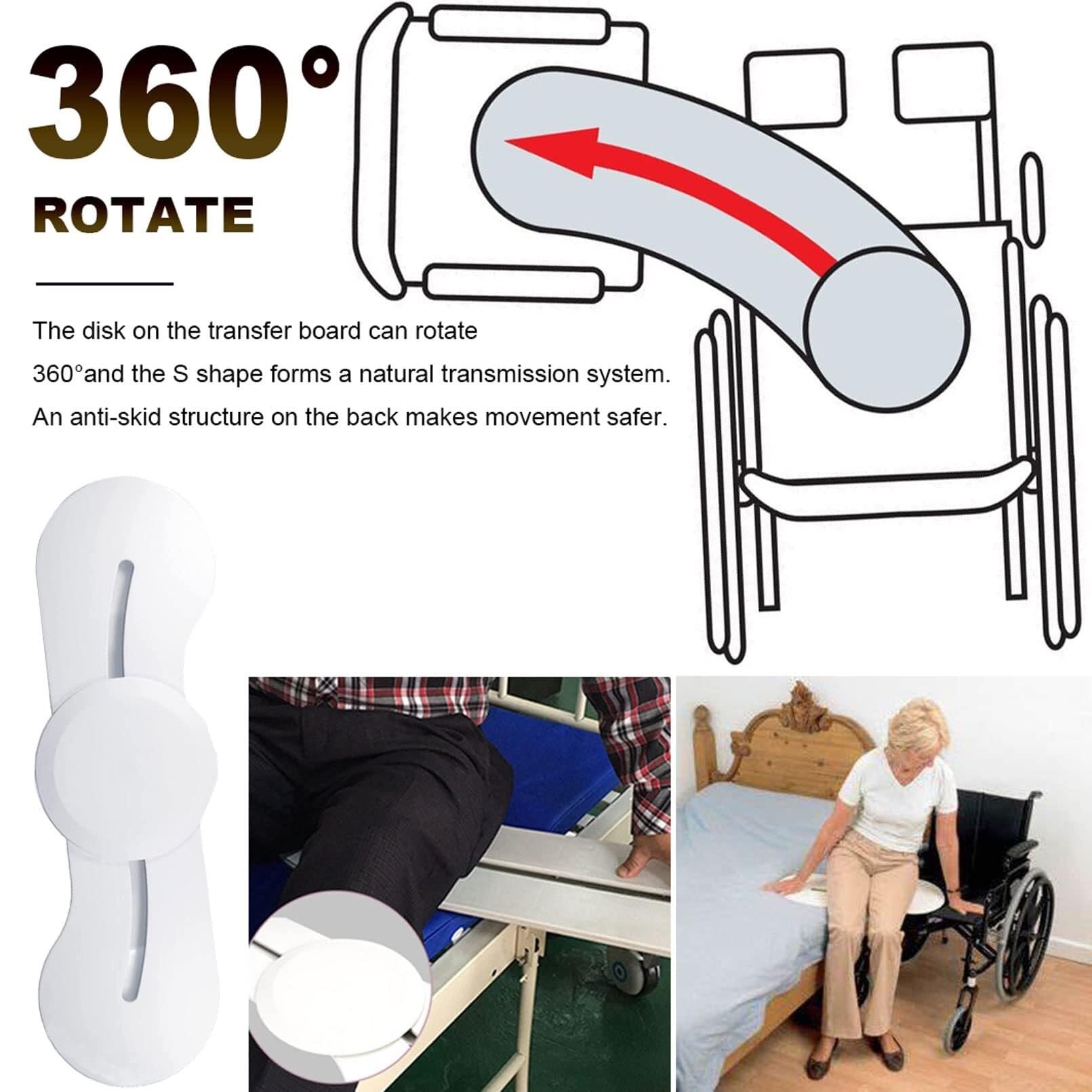 Tabla deslizante para transferencia de silla de ruedas para silla de ruedas, tabla deslizante a transferencia de silla de ruedas, disco deslizante, para adultos mayores, de silla de ruedas a cama,