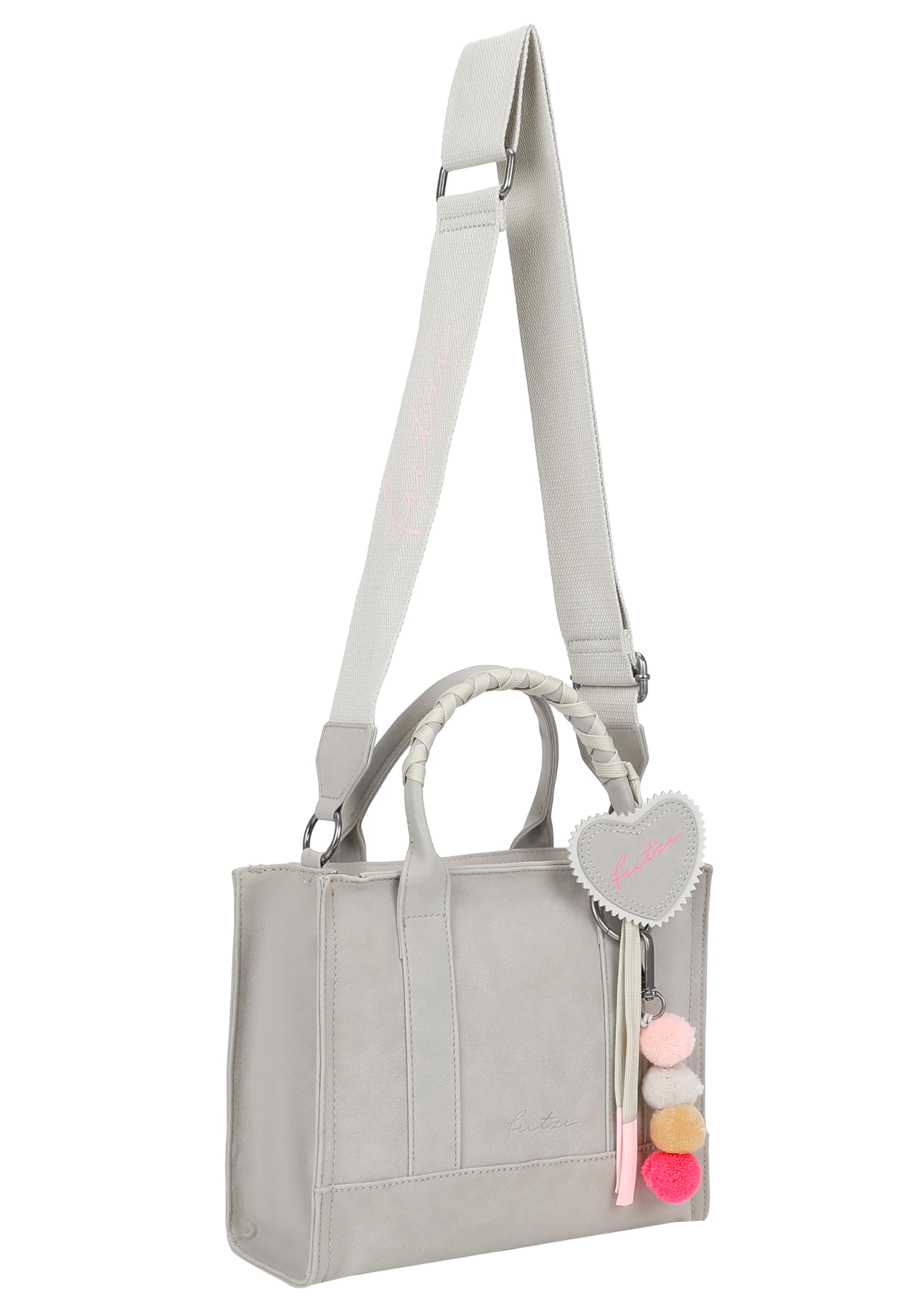 Fritzi Square Limited Wiesn Damen Umhängetasche Crossbody Tasche Lederimitat Reißverschluss Schultergurt Freizeittasche Alltag Reisen Freizeit 21,5 x 25 x 10 cm – Beige, Braun