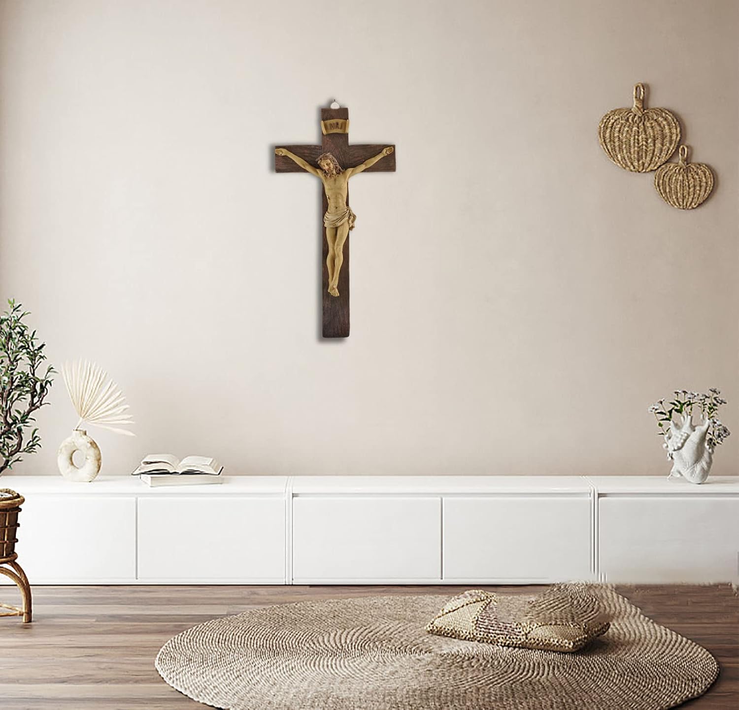 MeritMode 9.1" Jesus Crucifix Wall Cross - Handcrafted Resin Wall Hanging Cross, Ideal Christian Wall Art Decor for Home