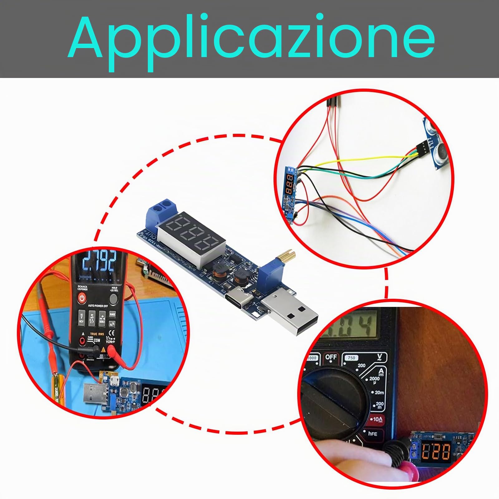 3 moduli DC Step Up Down Power Supply, USB 5 V fino a 3,3 V/9 V, 12 V, 24 V, modulo Boost Buck Converter regolabile, Step Up Converter (tipo C)