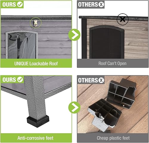 Miniatura 4 de GUTINNEEN Casa para perros a prueba de mordidas con marco de hierro de metal, para perrera de interior pequeña, mediana y grande (43.3 pulgadas de